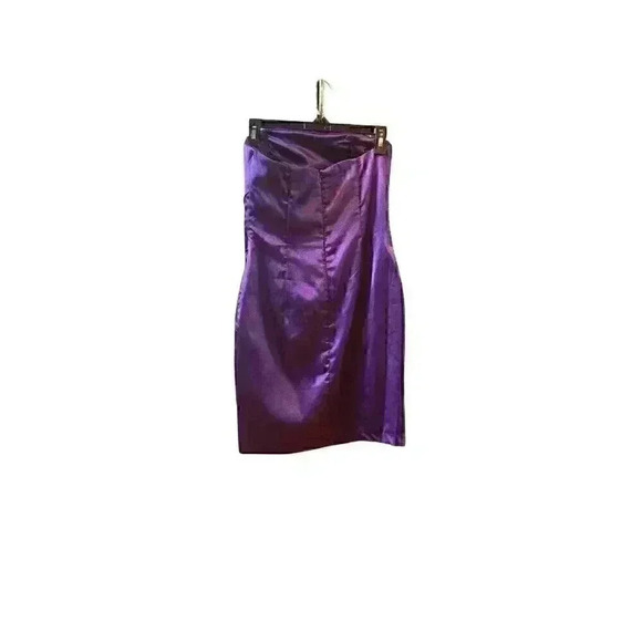 Cache Purple Sleeveless Satin Mini Prom Wedding Cocktail Dress Size xs/2/4/6 - Picture 2 of 14